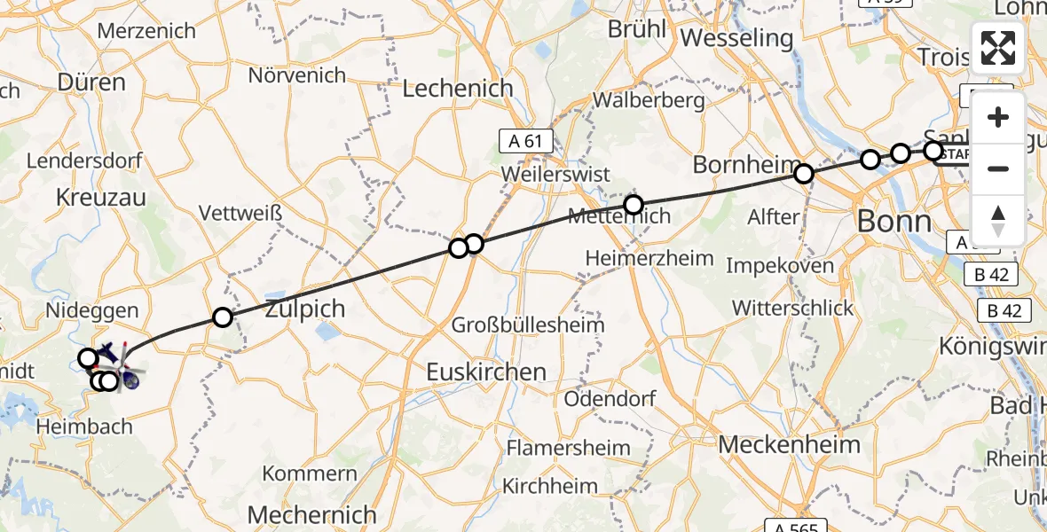 Flugroute Polizeihubschrauber Sankt Augustin - Nideggen, 01 April 2026, 18:52