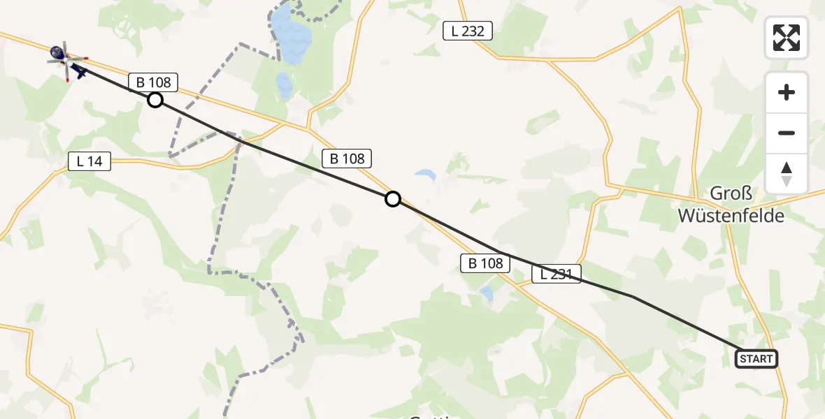 Routekaart van de vlucht: Polizeihubschrauber nach Laage, Schweez