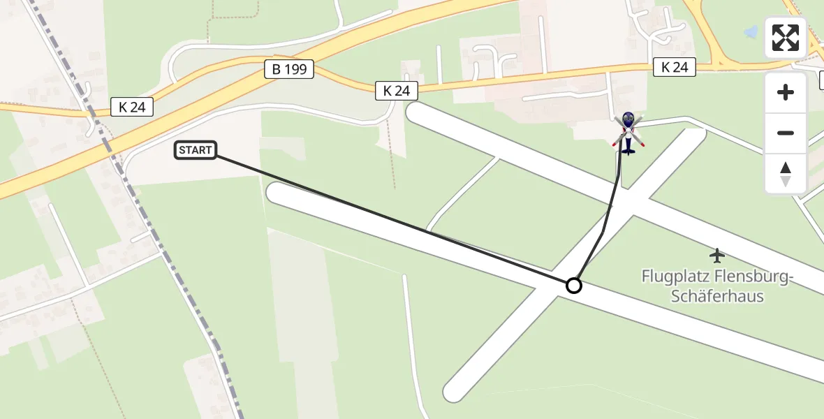 Flugroute Polizeihubschrauber Flensburg - Flensburg-Schäferhaus Flughafen, 01 April 2026, 20:23
