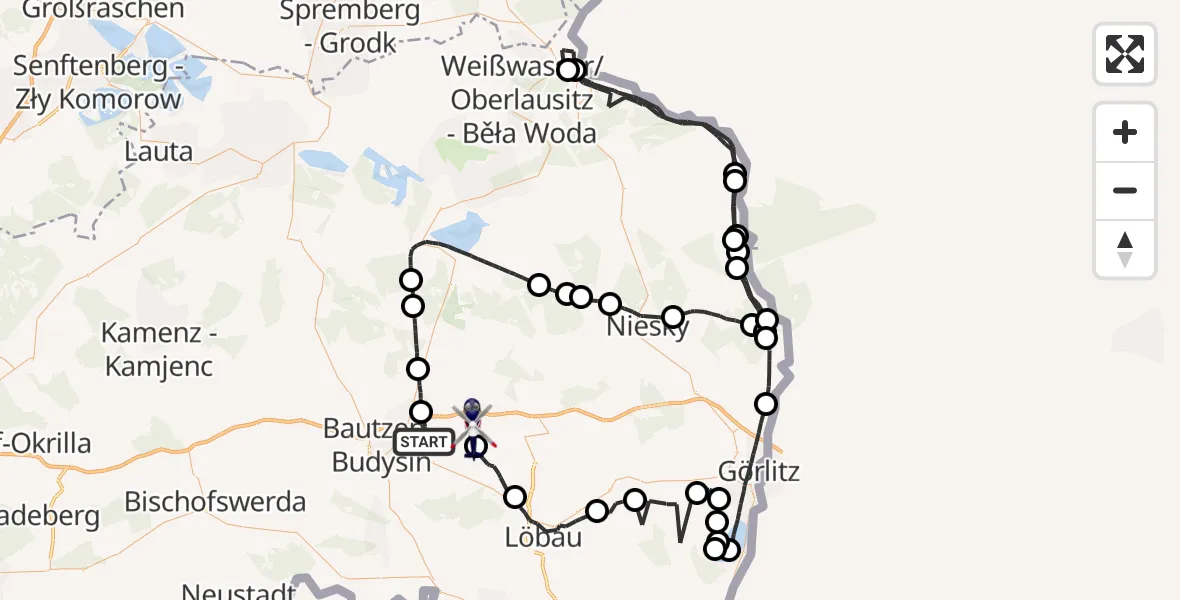 Routekaart van de vlucht: Polizeihubschrauber nach Weißenberg, K 7226