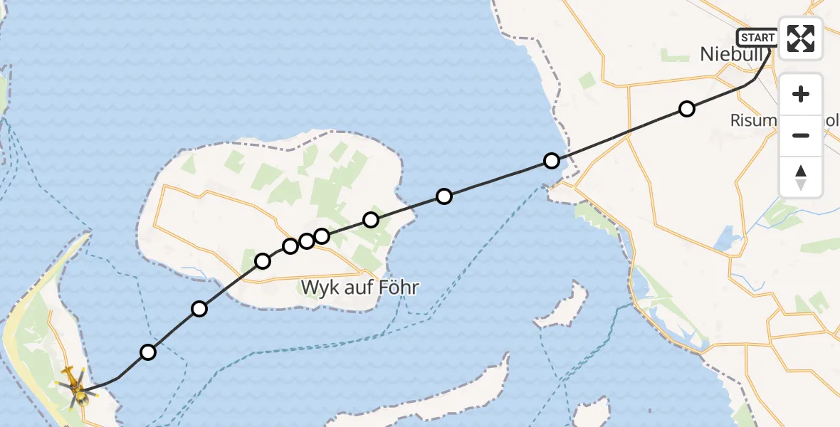 Routekaart van de vlucht: Rettungshubschrauber nach Nebel, Sateldünwai