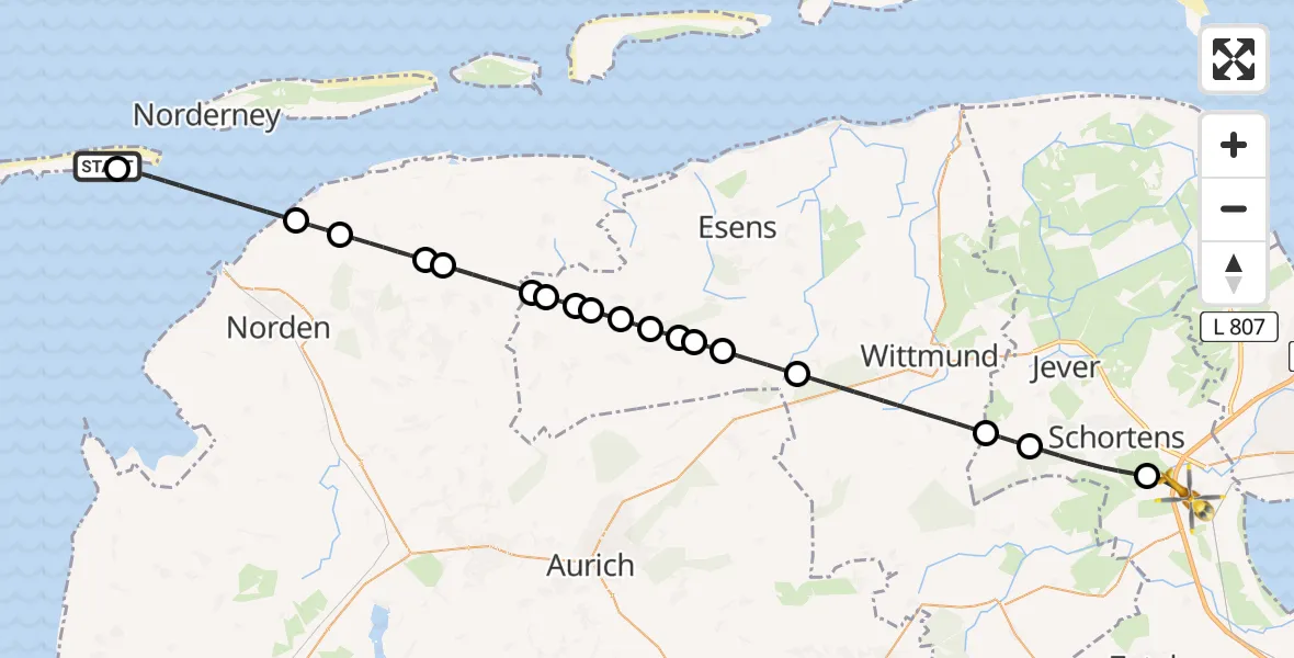 Routekaart van de vlucht: Rettungshubschrauber nach Sande, Am Gut Sanderbusch