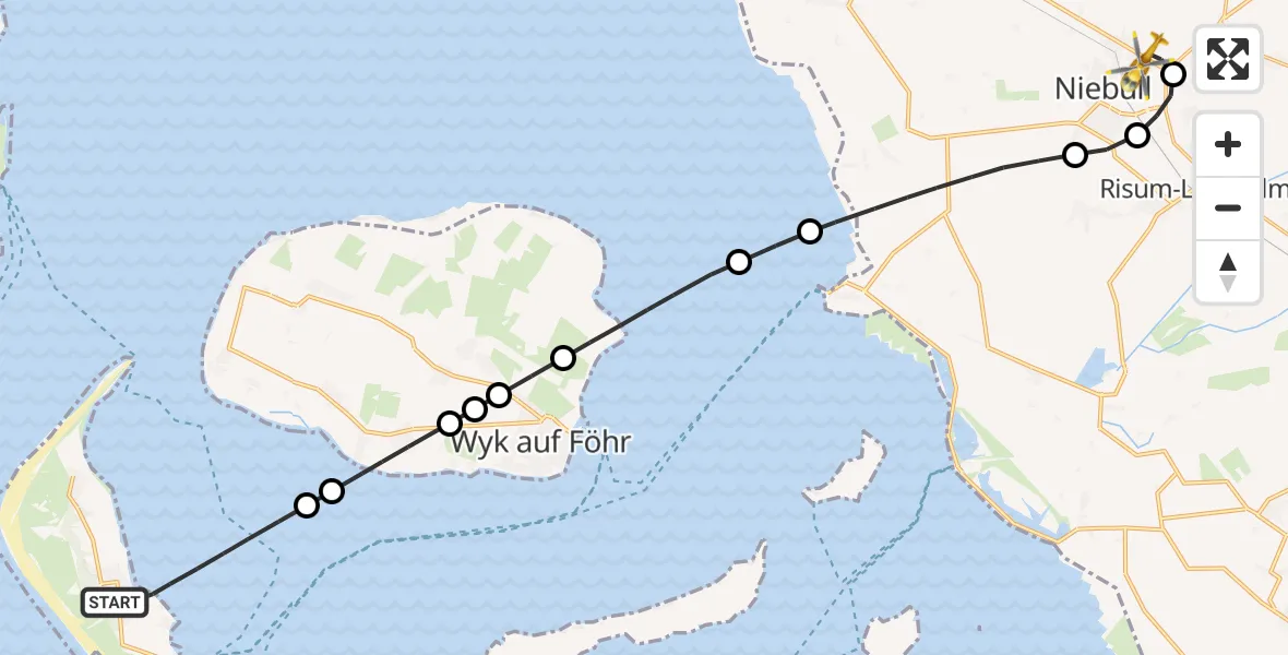 Routekaart van de vlucht: Rettungshubschrauber nach Niebüll, Gather Landstraße