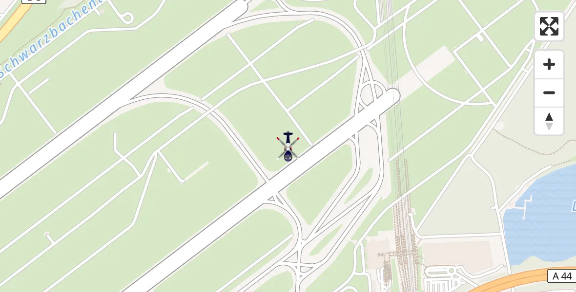 Routekaart van de vlucht: Polizeihubschrauber nach Düsseldorf Flughafen