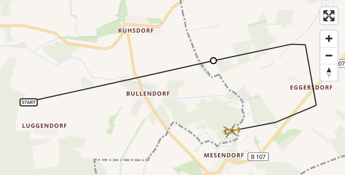 Flugroute Rettungshubschrauber Groß Pankow (Prignitz) - Groß Pankow (Prignitz), 02 April 2026, 05:51