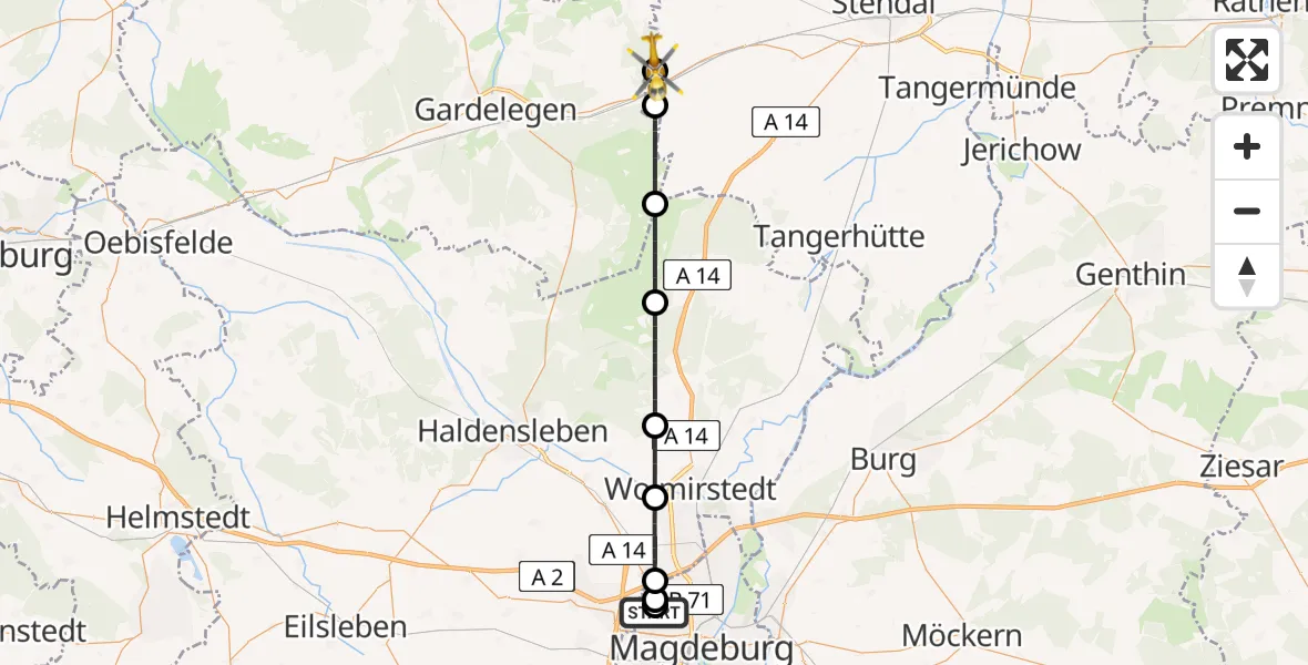 Routekaart van de vlucht: Rettungshubschrauber nach Bismark (Altmark), K 1478