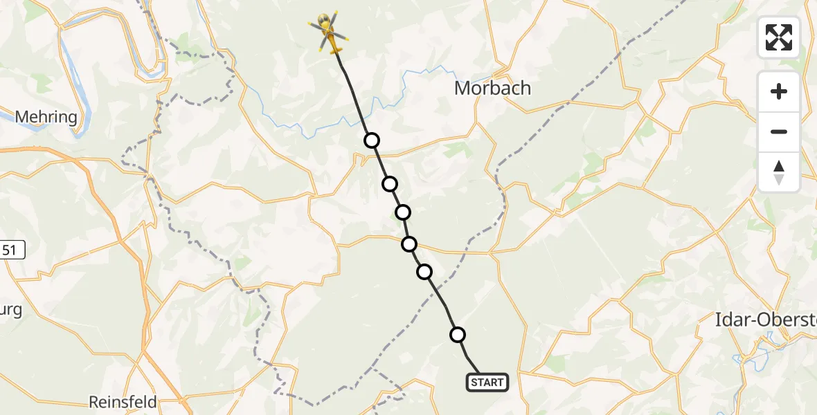 Routekaart van de vlucht: Rettungshubschrauber nach Wintrich, Alte Römerstraße