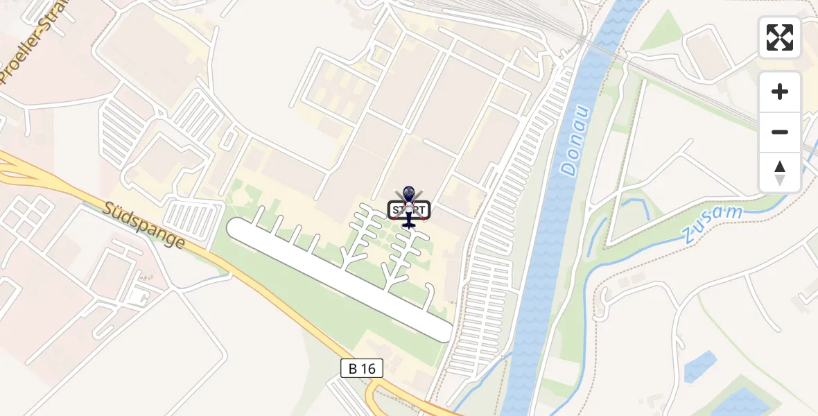 Routekaart van de vlucht: Polizeihubschrauber nach Donauwörth Hubschrauberlandeplatz