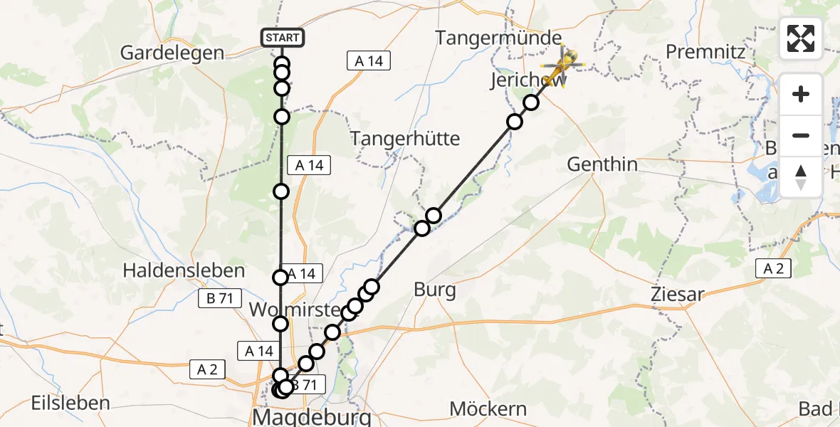 Flugroute Rettungshubschrauber Stendal - Jerichow, 02 April 2026, 06:57