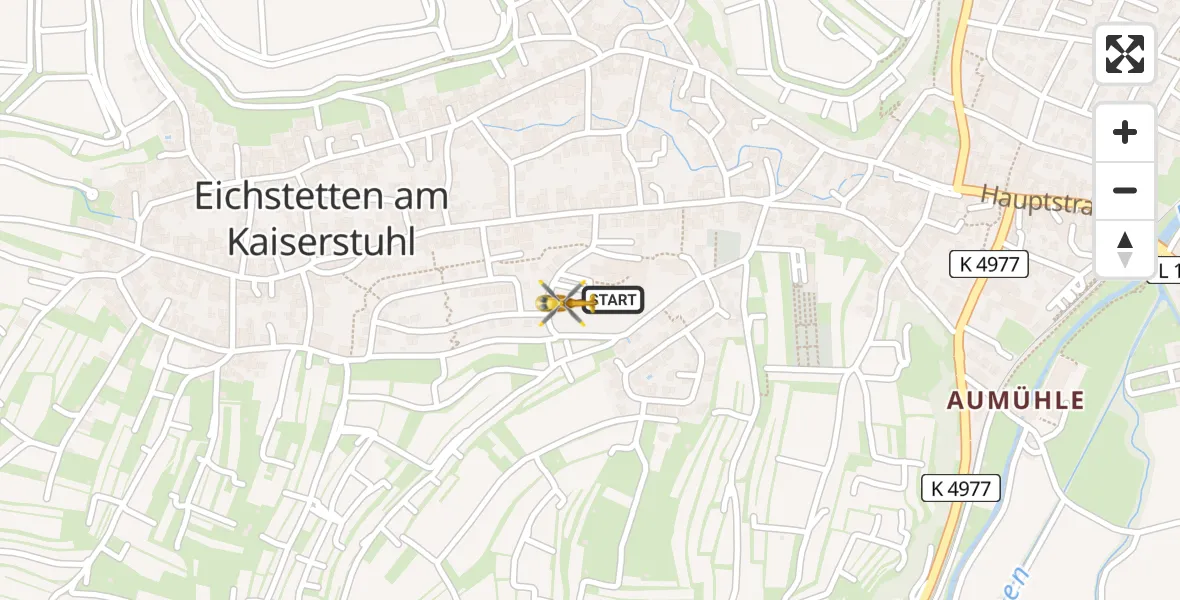 Flugroute Rettungshubschrauber Eichstetten am Kaiserstuhl - Eichstetten am Kaiserstuhl, 02 April 2026, 07:10