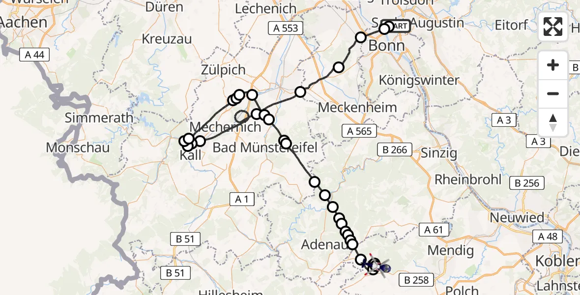 Routekaart van de vlucht: Polizeihubschrauber nach Virneburg, Burgblick