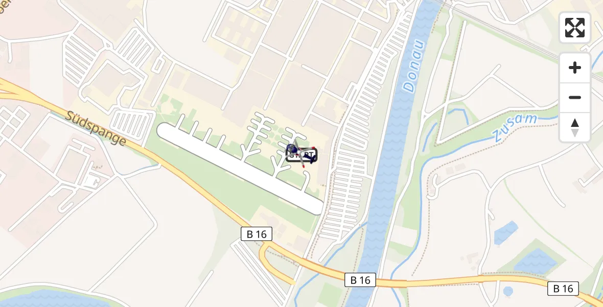 Flugroute Polizeihubschrauber Donauwörth Hubschrauberlandeplatz - Donauwörth Hubschrauberlandeplatz, 02 April 2026, 07:57