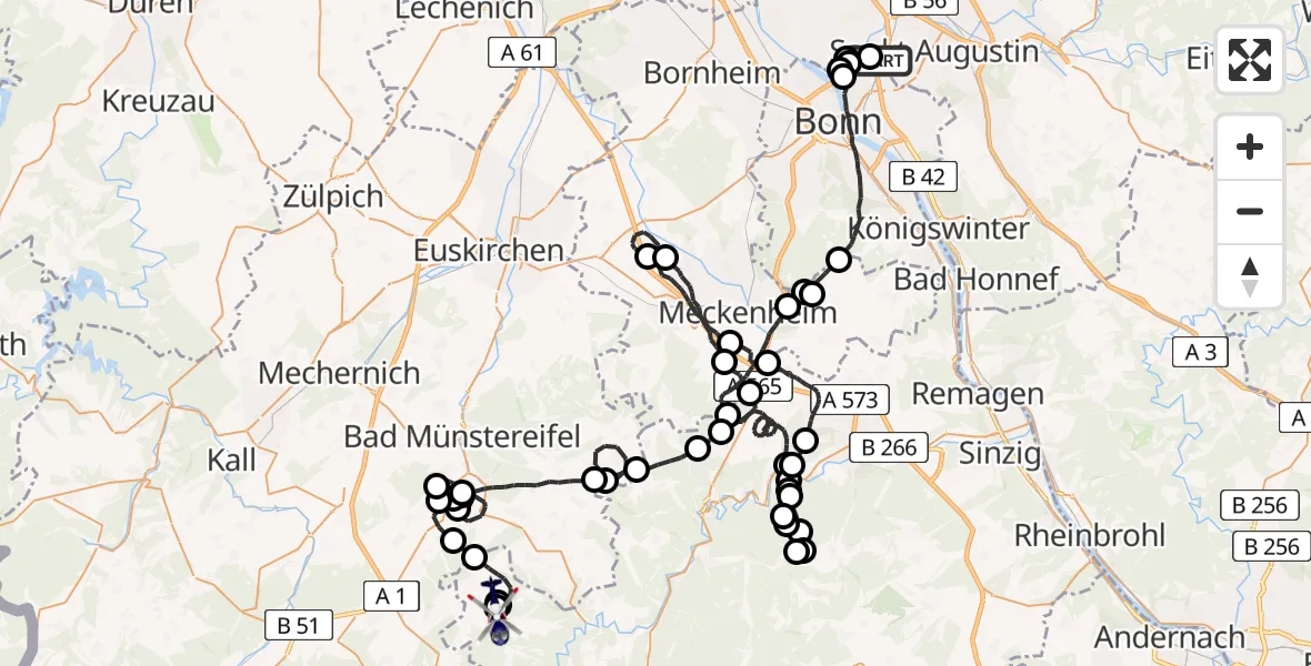 Routekaart van de vlucht: Polizeihubschrauber nach Wershofen, Hauptstraße