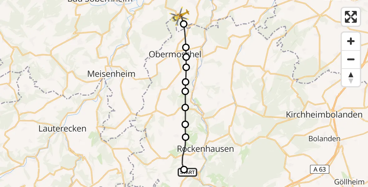 Flugroute Rettungshubschrauber Imsweiler UL - Hallgarten, 02 April 2026, 08:13