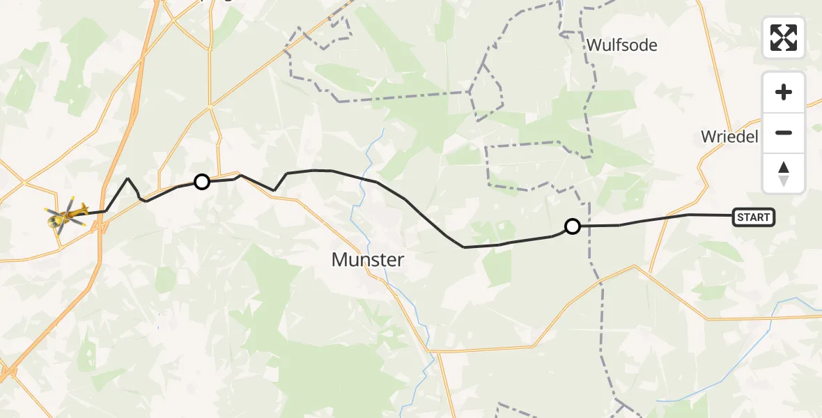 Routekaart van de vlucht: Rettungshubschrauber nach Soltau, Oeningen