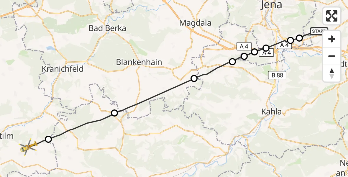 Routekaart van de vlucht: Rettungshubschrauber nach Stadtilm, K 8