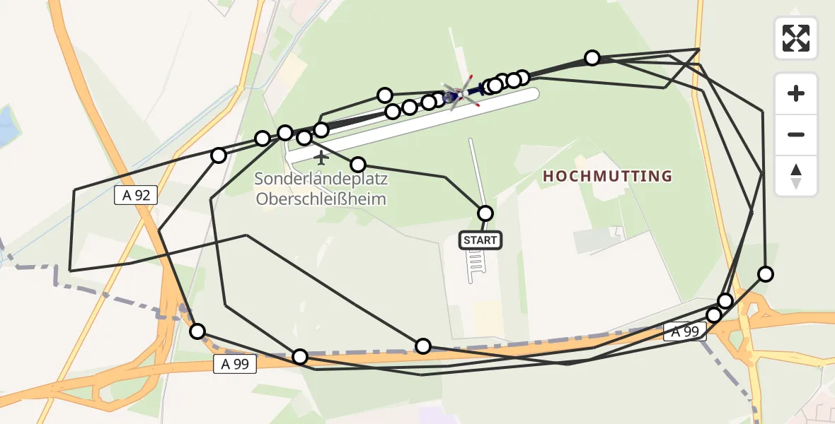 Flugroute Polizeihubschrauber Oberschleißheim - Oberschleissheim Hubschrauberlandeplatz, 02 April 2026, 08:46