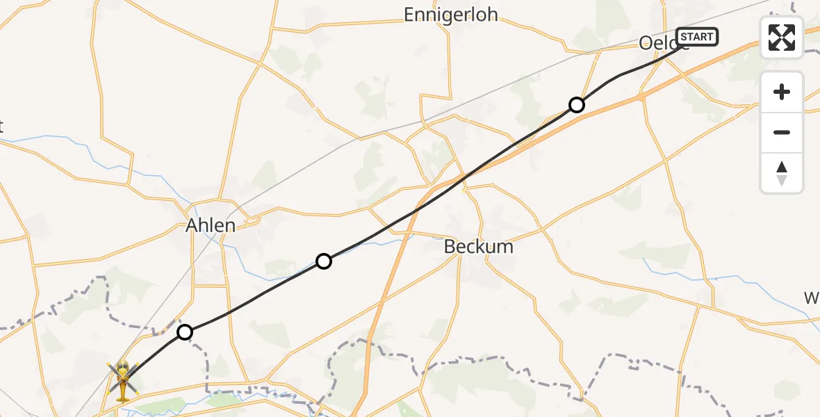Routekaart van de vlucht: Rettungshubschrauber nach Hamm, Am Heessener Wald