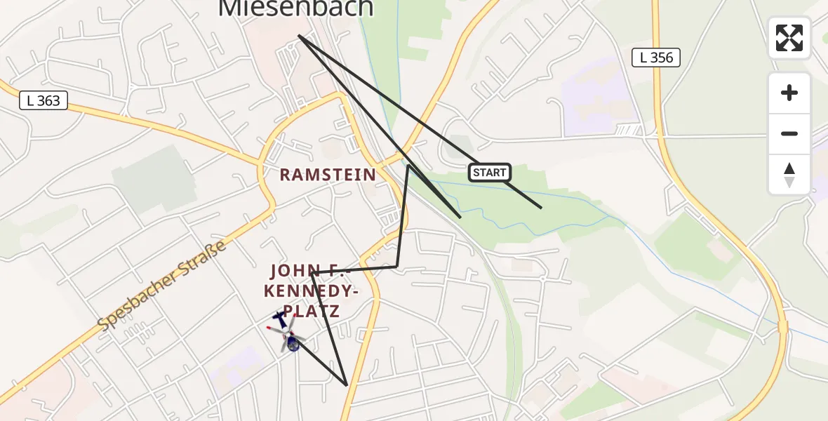 Flugroute Polizeihubschrauber Ramstein-Miesenbach - Ramstein-Miesenbach, 02 April 2026, 09:01