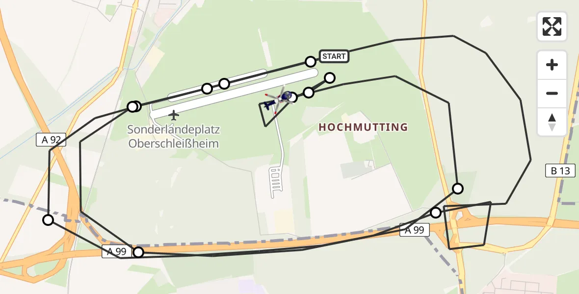 Flugroute Polizeihubschrauber Oberschleißheim - Oberschleissheim Hubschrauberlandeplatz, 02 April 2026, 09:08