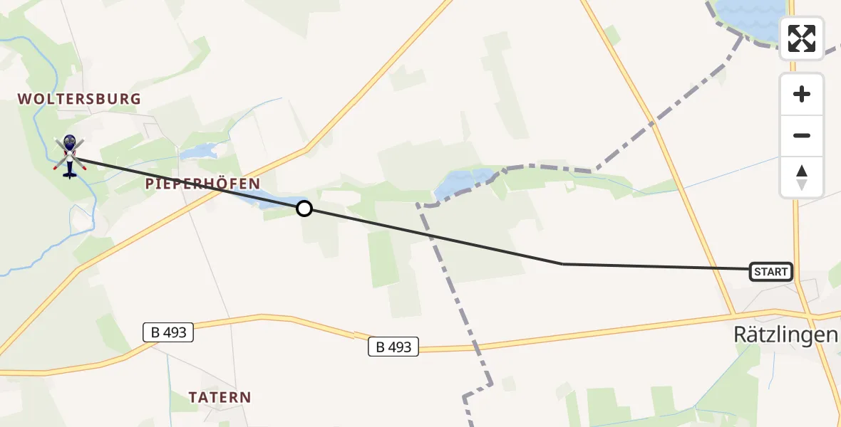Routekaart van de vlucht: Polizeihubschrauber nach Uelzen, Woltersburg