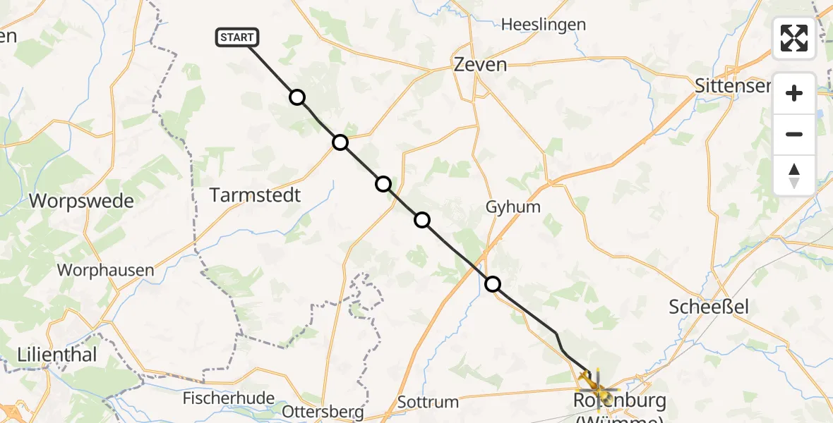 Routekaart van de vlucht: Rettungshubschrauber nach Rotenburg (Wümme), B 71;B 75