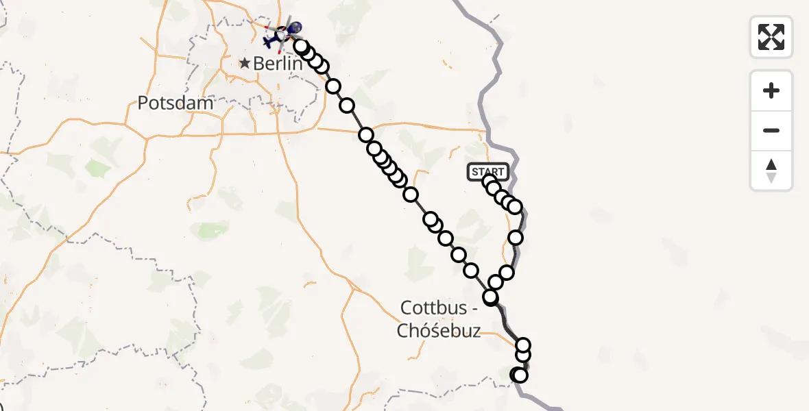 Routekaart van de vlucht: Polizeihubschrauber nach Ahrensfelde Hubschrauberlandeplatz