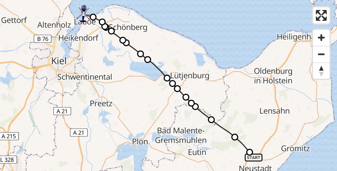 Routekaart van de vlucht: Polizeihubschrauber nach Stein, A 1