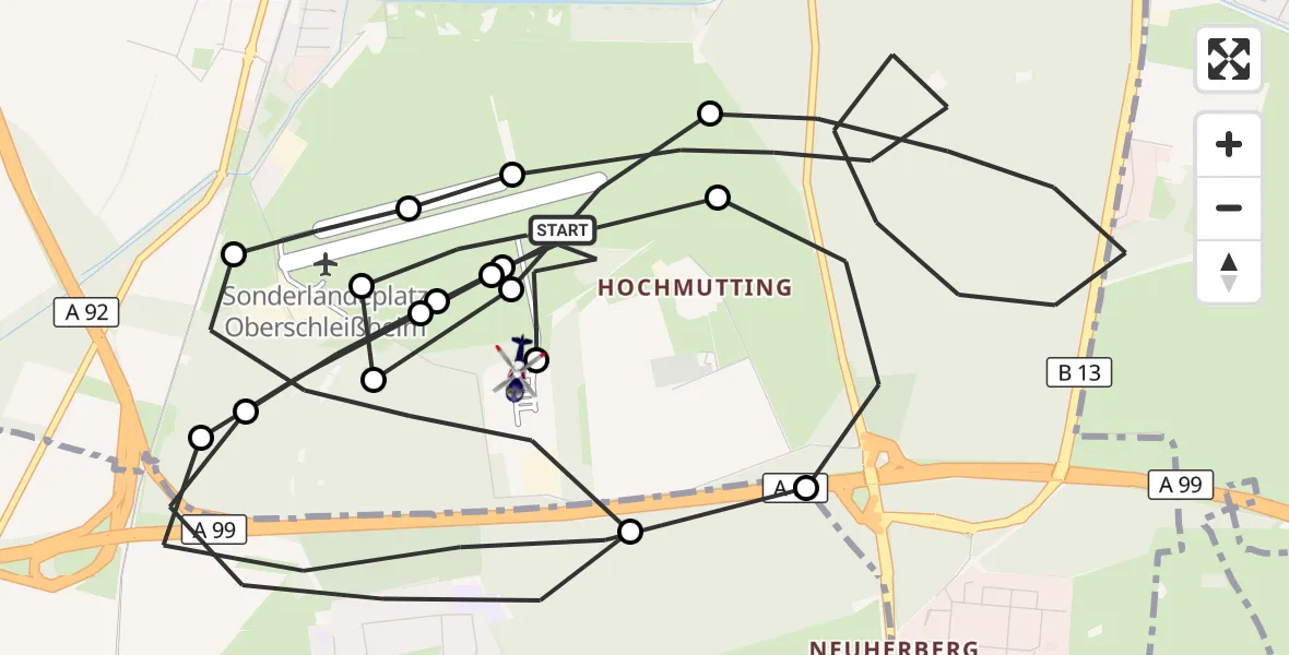 Flugroute Polizeihubschrauber Oberschleissheim Hubschrauberlandeplatz - Oberschleißheim, 02 April 2026, 09:34