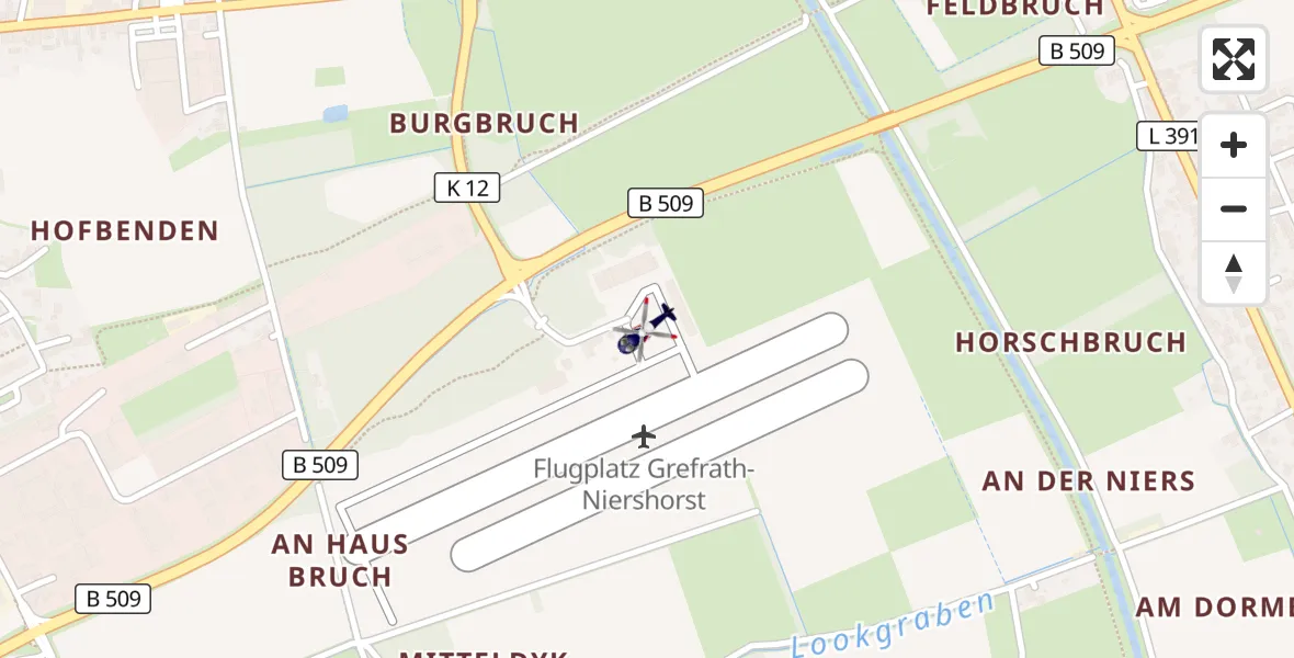 Flugroute Polizeihubschrauber Grefrath-Niershorst Flugplatz - Grefrath-Niershorst Flugplatz, 02 April 2026, 09:33