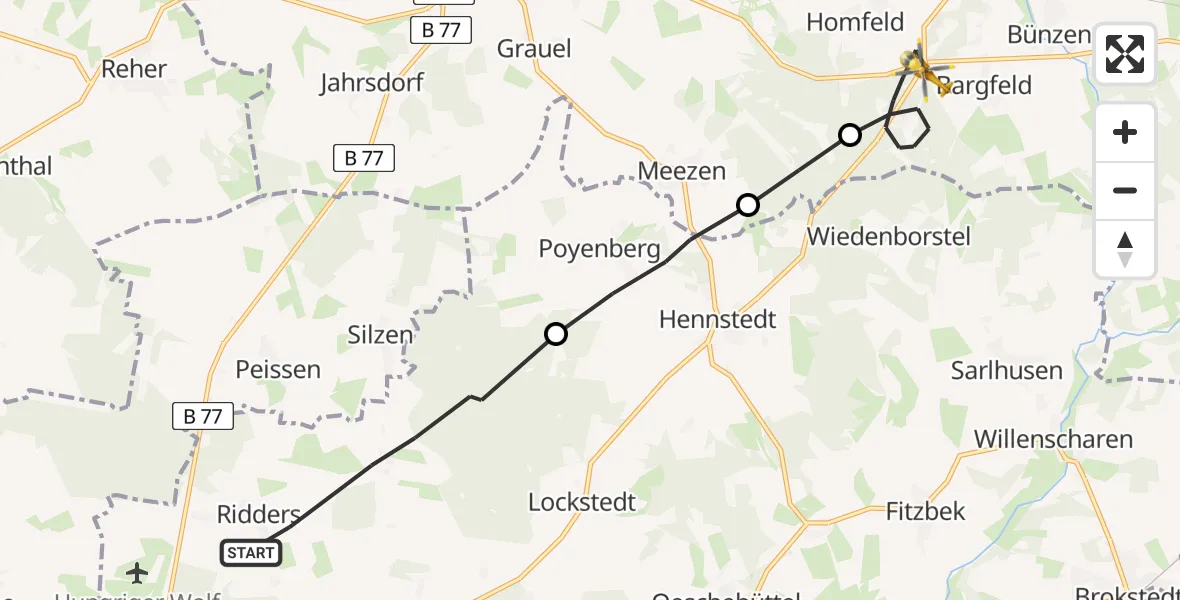 Flugroute Rettungshubschrauber Hohenlockstedt - Aukrug, 02 April 2026, 09:50