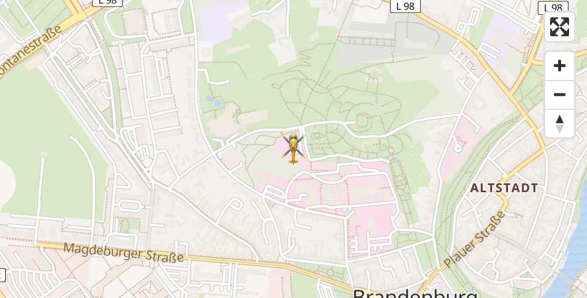 Routekaart van de vlucht: Rettungshubschrauber nach Brandenburg an der Havel