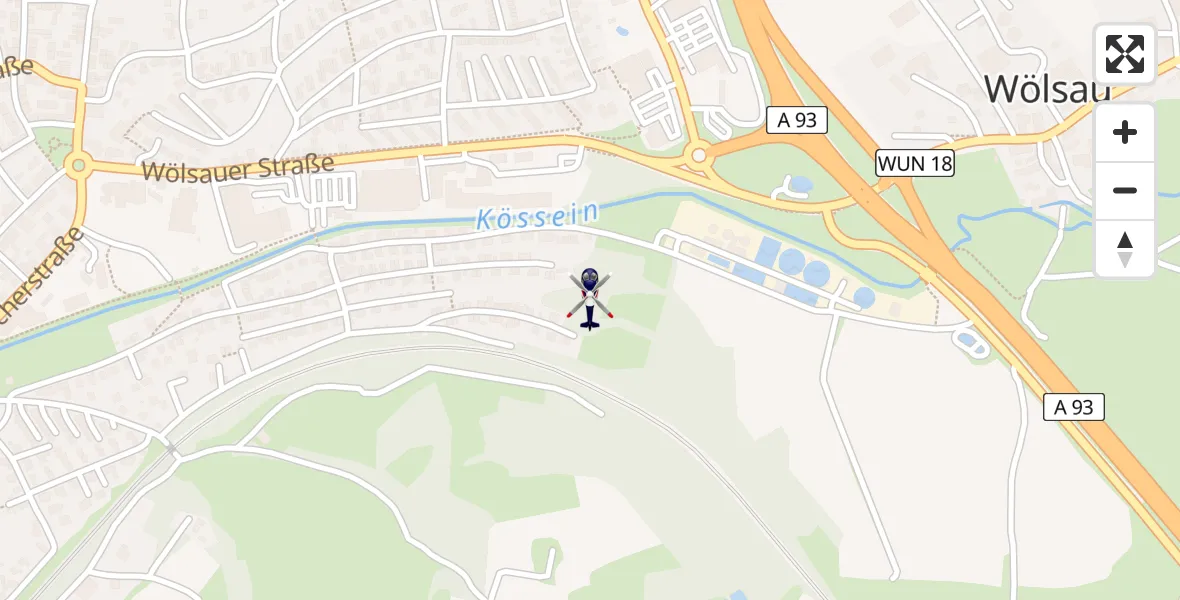 Routekaart van de vlucht: Polizeihubschrauber nach Marktredwitz, Rübezahlweg