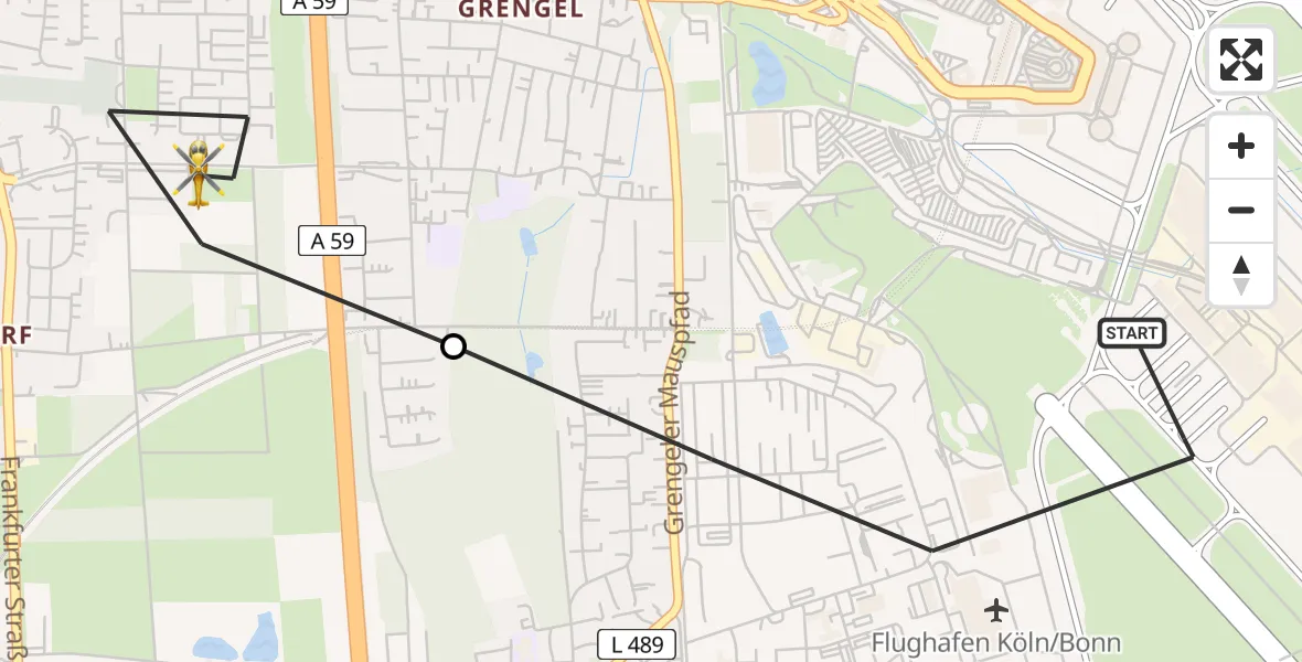 Routekaart van de vlucht: Rettungshubschrauber nach Köln, Friedensstraße