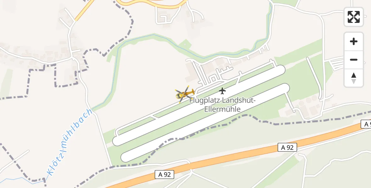 Routekaart van de vlucht: Rettungshubschrauber nach Landshut Flugplatz