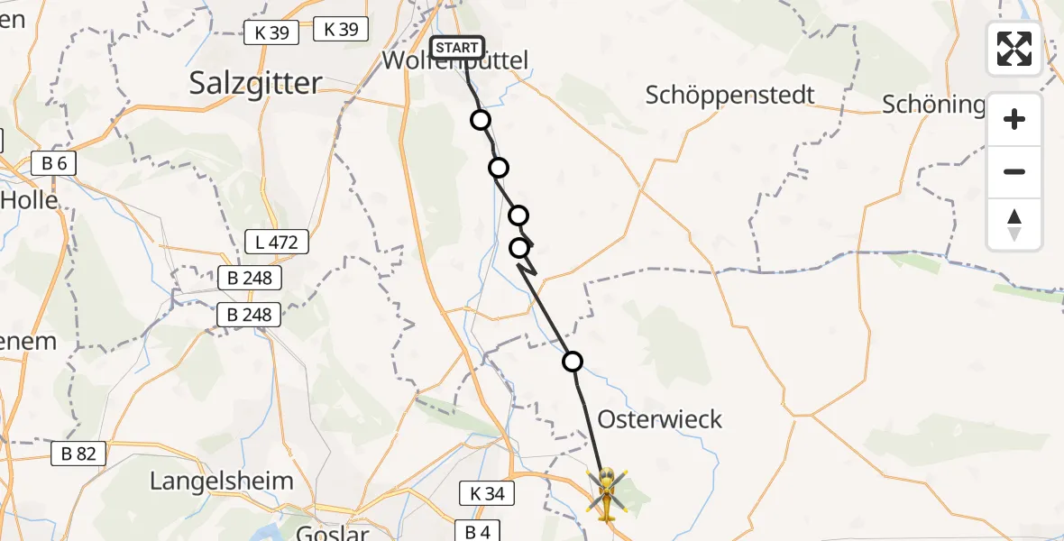 Flugroute Rettungshubschrauber Wolfenbüttel - Osterwieck, 02 April 2026, 10:33