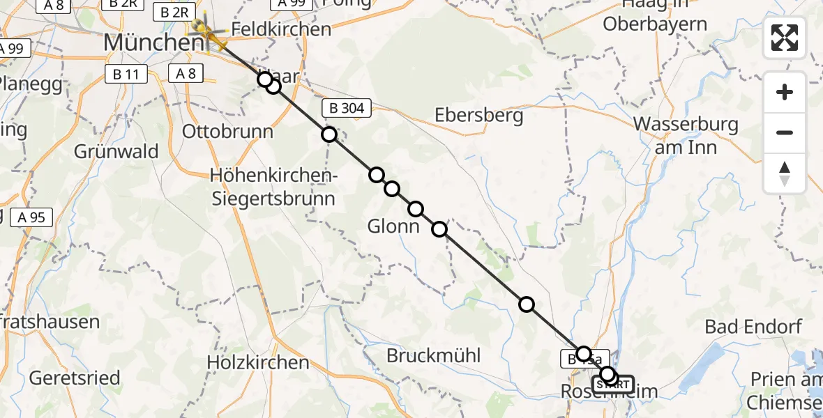 Routekaart van de vlucht: Rettungshubschrauber nach München, Gröbenstraße