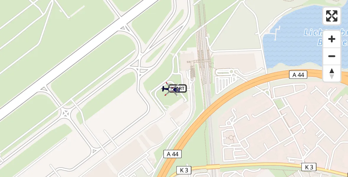 Routekaart van de vlucht: Polizeihubschrauber nach Düsseldorf Flughafen