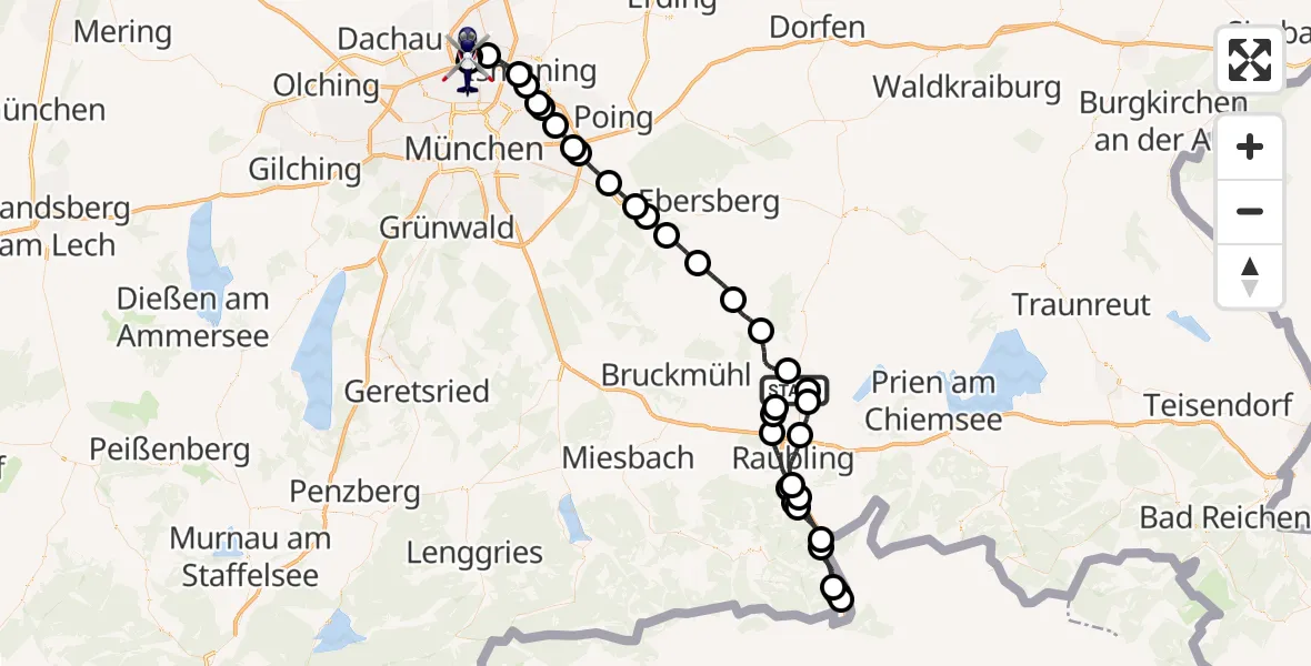 Routekaart van de vlucht: Polizeihubschrauber nach Oberschleißheim, Jägerstraße