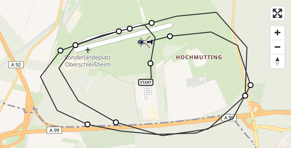 Flugroute Polizeihubschrauber Oberschleißheim - Oberschleissheim Hubschrauberlandeplatz, 02 April 2026, 11:06
