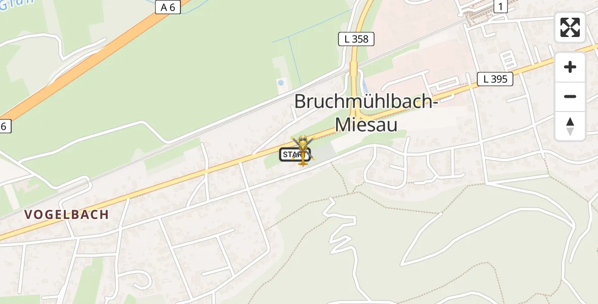 Flugroute Rettungshubschrauber Bruchmühlbach-Miesau - Bruchmühlbach-Miesau, 02 April 2026, 11:25