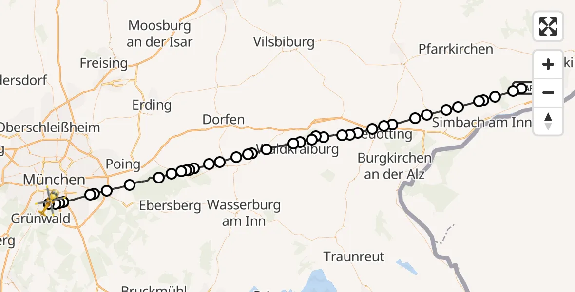 Routekaart van de vlucht: Rettungshubschrauber nach ADAC Air Rescue Center Hubschrauberlandeplatz (Christoph 1)
