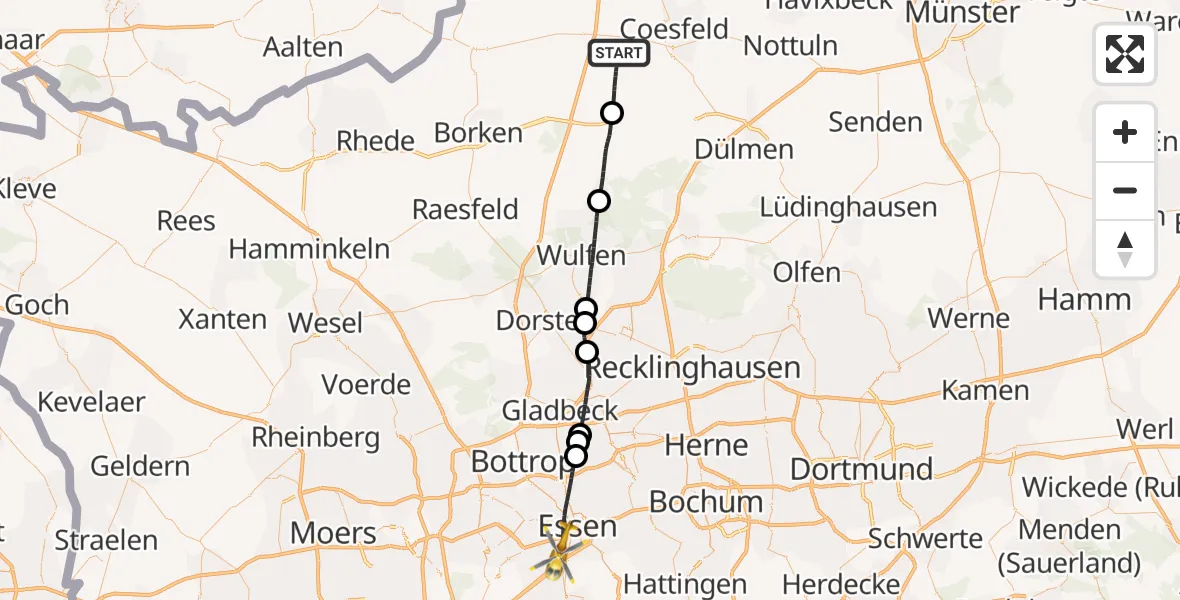 Routekaart van de vlucht: Rettungshubschrauber nach Essen, Gerhard Meyer-Schwickerath Platz