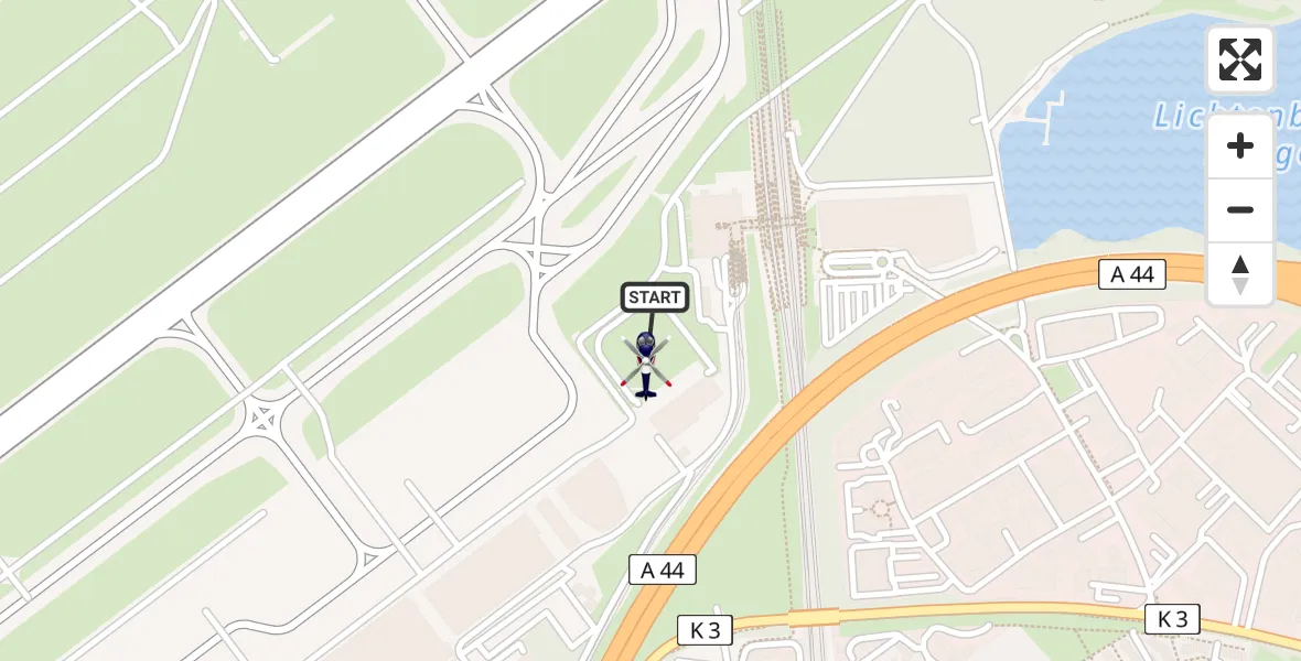 Routekaart van de vlucht: Polizeihubschrauber nach Düsseldorf Flughafen