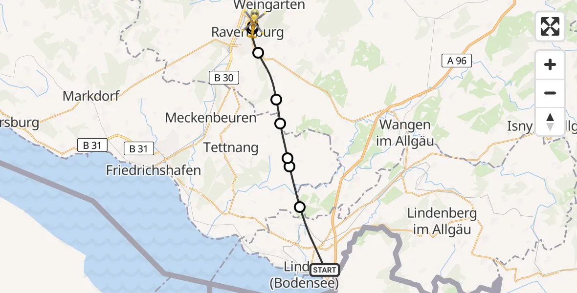 Routekaart van de vlucht: Rettungshubschrauber nach Sankt Elisabeth Hospital