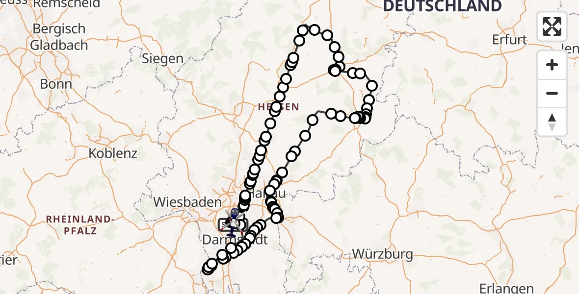 Flugroute Polizeihubschrauber Flughafen Frankfurt-Egelsbach - Flughafen Frankfurt-Egelsbach, 02 April 2026, 11:41