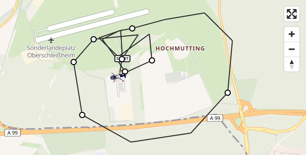 Routekaart van de vlucht: Polizeihubschrauber nach Oberschleißheim, Jägerstraße