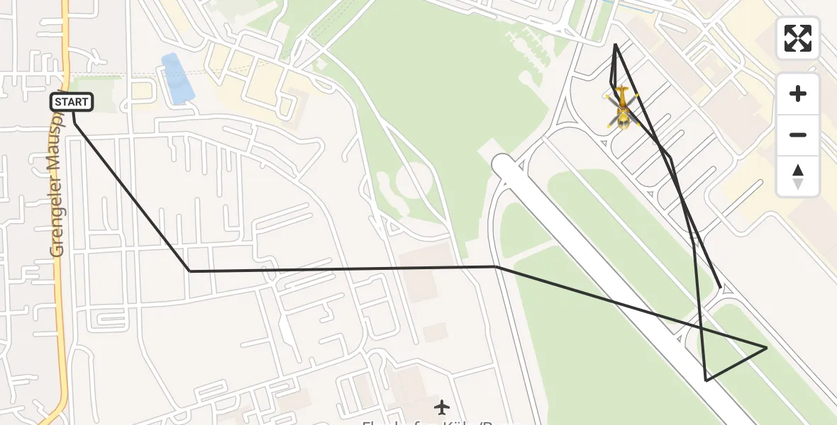 Routekaart van de vlucht: Rettungshubschrauber nach Köln Bonn Flughafen