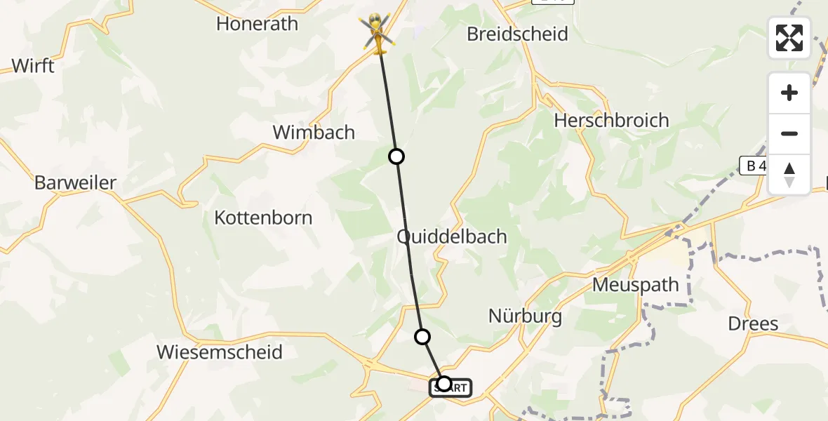 Routekaart van de vlucht: Ambulanzhubschrauber nach Adenau, K 18