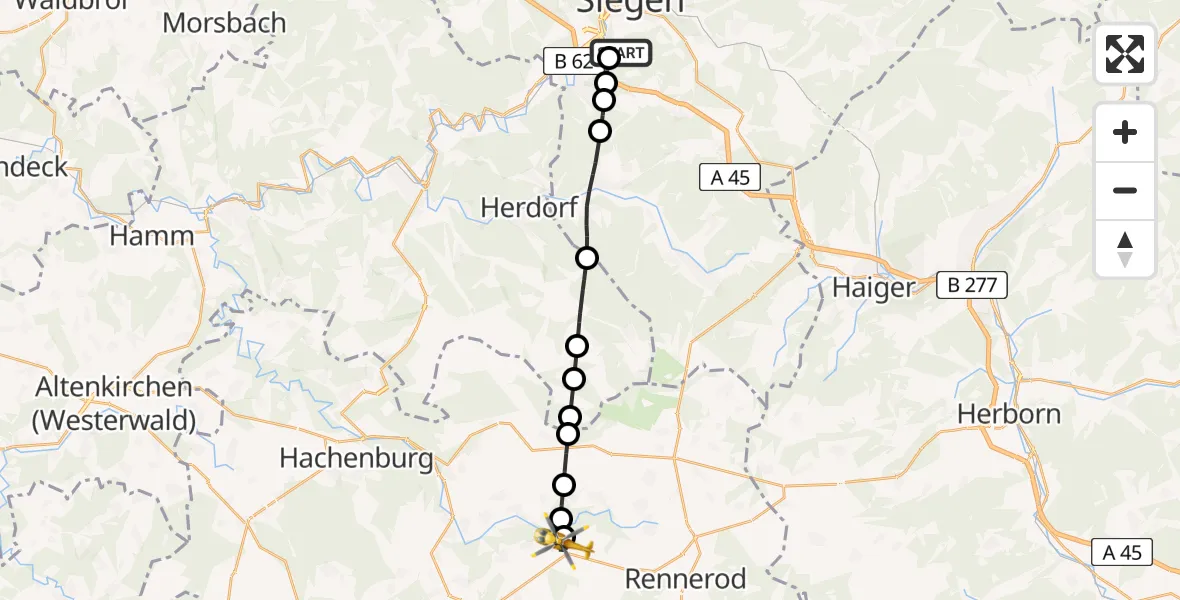 Routekaart van de vlucht: Rettungshubschrauber nach Höhn, Hinterm Zaun